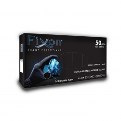 FIXON Nitrile Diamond Glove Textured 6mil 240mm Black Xl (50pcs/25 Pairs)