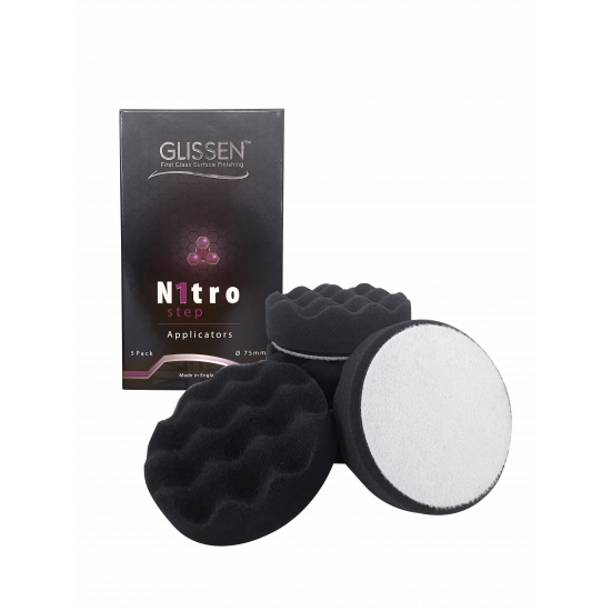 GLISSEN NITRO BLACK WAFFLE POLISHING FOAM APPLICATORS 5 PACK 75MM/3