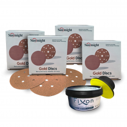 SUNMIGHT VELCRO GOLD 150MM ( P500 )( X4 BOXES ) + FIXON GUIDE COAT DRY 100GR