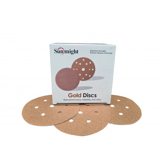 52216 SUNMIGHT VELCRO GOLD DISC 125MM 5 HOLE (400) - 100